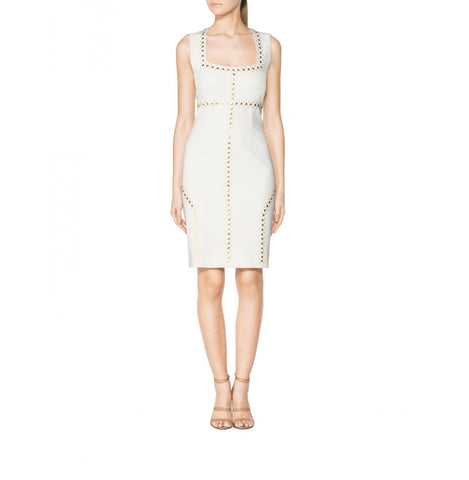 Tamara Mellon Cream Sleeveless Studded Dress $1,195 NEW