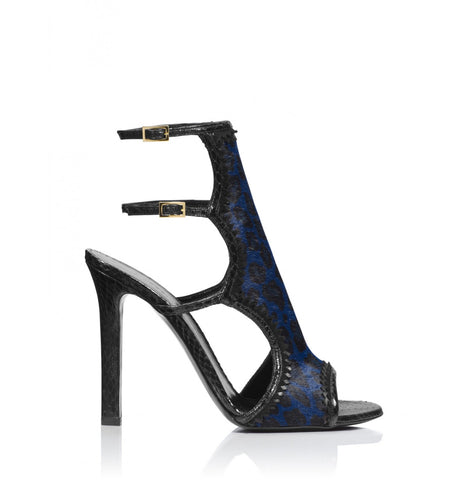 Tamara Mellon Blue/Black Trouble Maker Sandals 105MM Heels $995