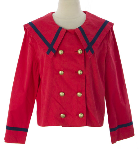 PRIORITIES Women's Red 3/4 Slv Cropped Sailor Jacket #41577 $98 NEW