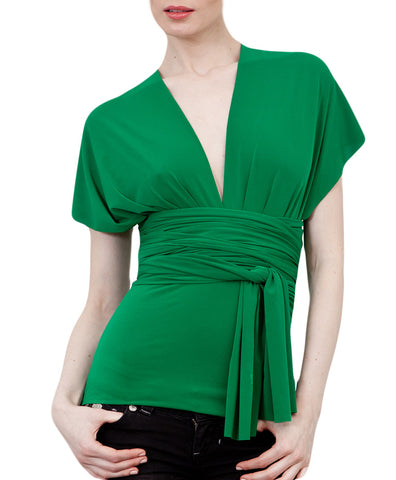 VON VONNI Women's Kelly Green Transformer Wrap Top VVT001 NWT