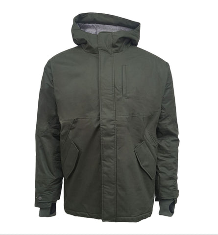 HoodLamb Men's Dark Green Hemp Short Hooded Parka 420 W19MWJ001 NWT