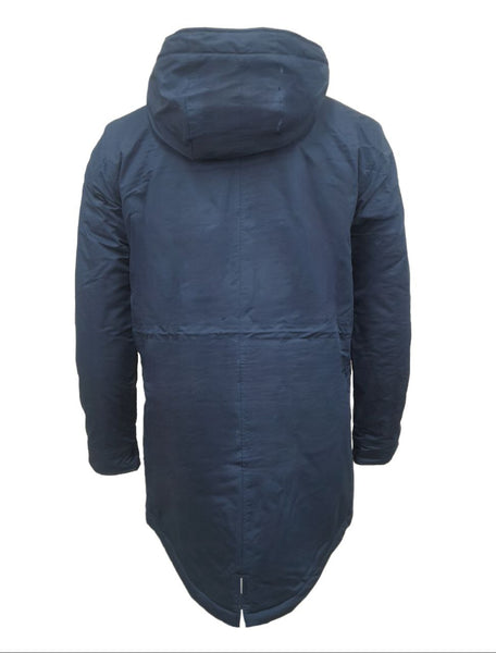 HoodLamb Men's Navy Long Organic Hemp Parka 420 MWJ002 NWT