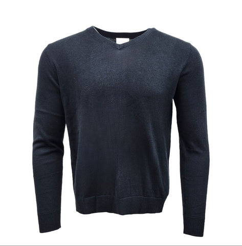 HoodLamb Men's Black V-Neck Knitted Hemp Soft Sweater 420 NWT