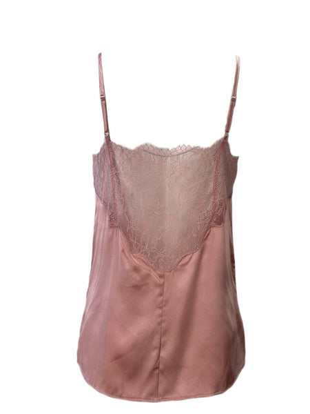 CAMI Women's Pink Ruffle V-Neck Top #007 XS NWT