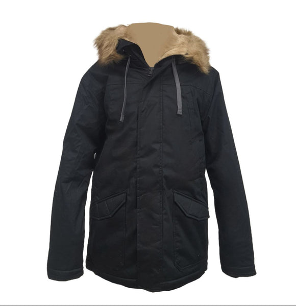 HoodLamb Men's Black Hemp Nordic Warm Hooded Parka 420 MWJ009 NWT