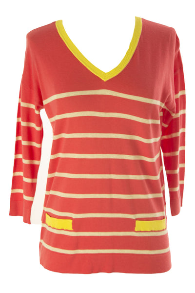 August Silk Women's Petite 3/4 Sleeve Button Back Sweater NWT $58