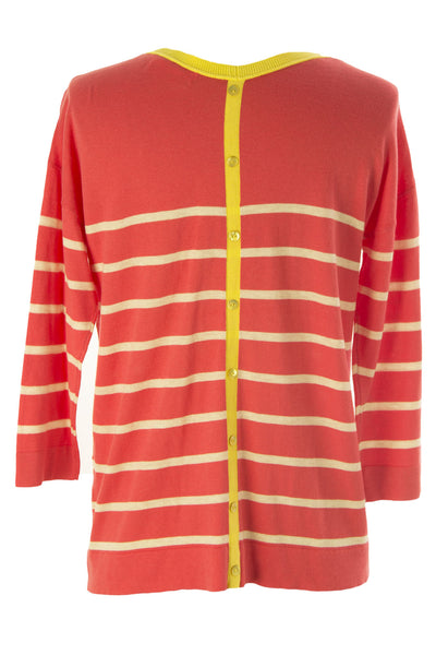 August Silk Women's Petite 3/4 Sleeve Button Back Sweater NWT $58