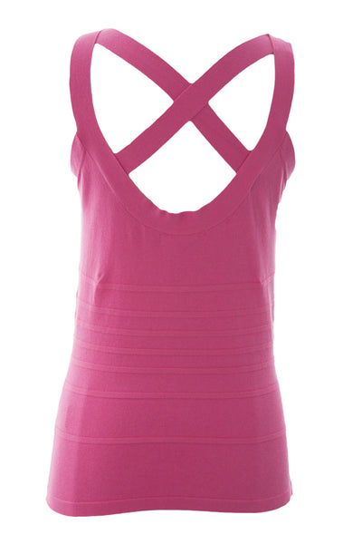 August Silk Women's Petite Back Cut-Out Ribbed Tank Top NWT $48