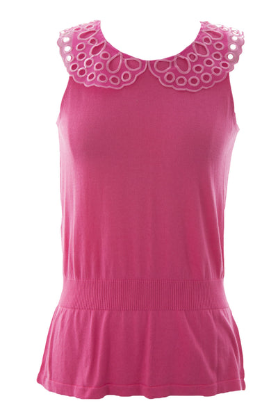 August Silk Women's Eyelet Collar Sleeveless Sweater NWT $58