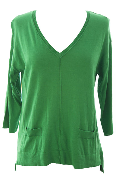 August Silk Women's Button Back 3/4 Sleeve Sweater NWT $58