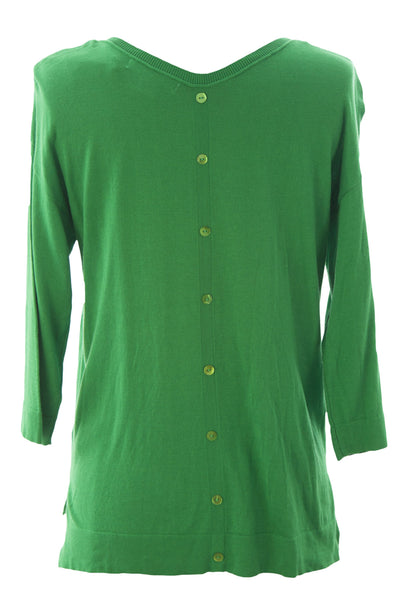 August Silk Women's Button Back 3/4 Sleeve Sweater NWT $58