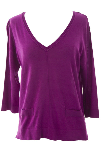 August Silk Women's Button Back 3/4 Sleeve Sweater NWT $58