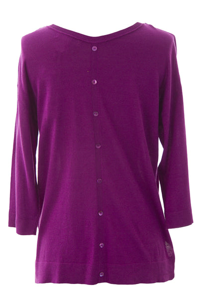 August Silk Women's Button Back 3/4 Sleeve Sweater NWT $58