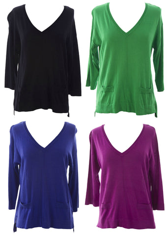 August Silk Women's Button Back 3/4 Sleeve Sweater NWT $58