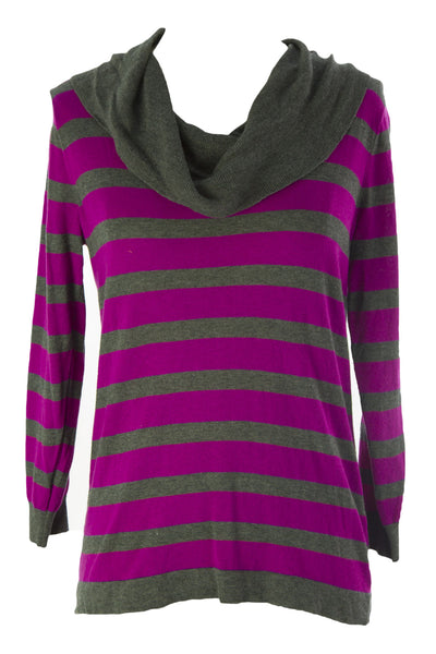August Silk Women's Striped Cowl Neck Sweater NWT $58