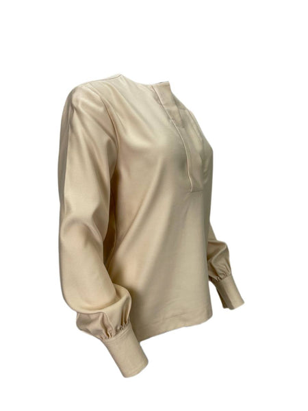 TOTEME Women's Beige V-Neck Panel Blouse #1017 XS NWT