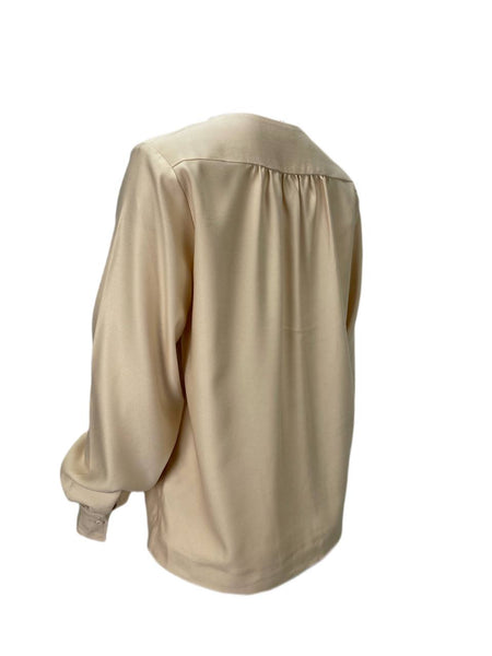 TOTEME Women's Beige V-Neck Panel Blouse #1017 XS NWT