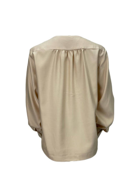 TOTEME Women's Beige V-Neck Panel Blouse #1017 XS NWT