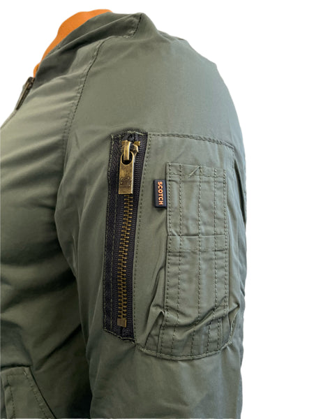 SCOTCH & SODA Men's Green Zip Up Nylon Quality Bomber #102 NWT