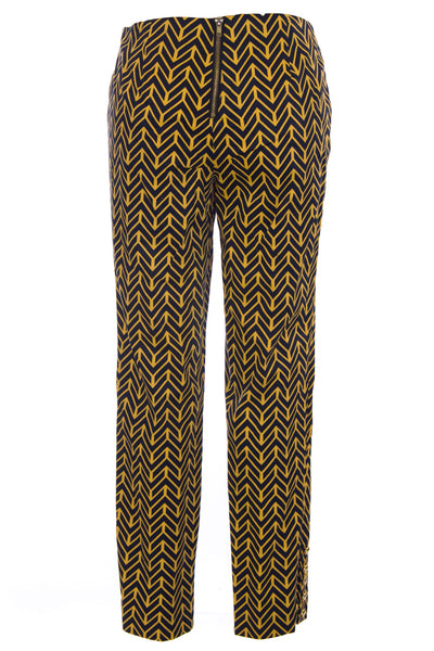 ELIZABETH MCKAY Yellow Chevron Print Audrey Chino Pants 1050 $175 NWT