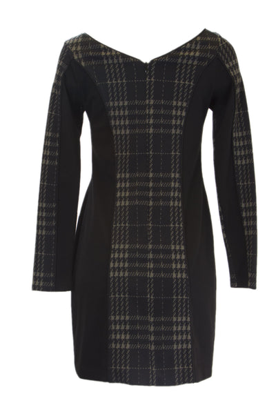ANALILI Women's Black Glen Plaid Colorblock Sheath Dress 1051R14 $195 NWT