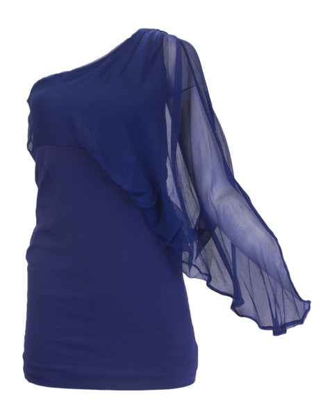 ANALILI Women's One Shoulder Silk Sleeve Sheath Dress 1072R05 $285 NWT