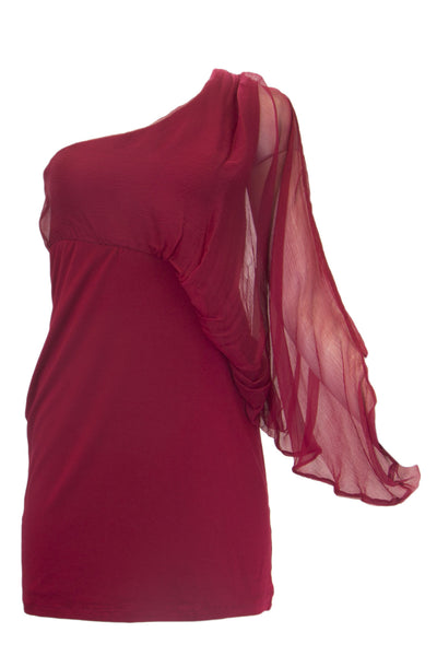 ANALILI Women's One Shoulder Silk Sleeve Sheath Dress 1072R05 $285 NWT