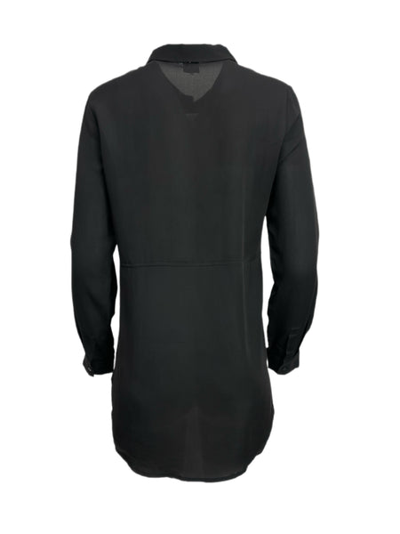 ECRU Women's Black Button Down Collared Shirt #107 S NWOT
