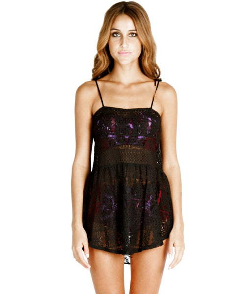 ZINKE Women's Black Lace Sienna Convertible Romper/Dress $140 NEW