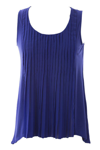 August Silk Women's Petite Pleat Front Sleeveless Blouse