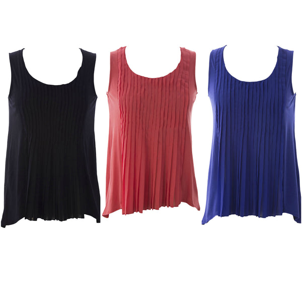 August Silk Women's Petite Pleat Front Sleeveless Blouse