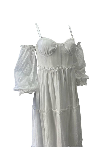 CAMI Women's White Corset Square Neck Dress #121 XS NWT