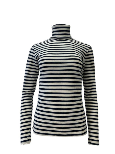 TOTEME Women's Navy Stripe Roller Neck Top #1240 S NWT
