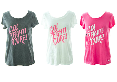 Under Armour Power in Pink Women's Go Fight Cure T-Shirt 1264862 $29.99 NEW