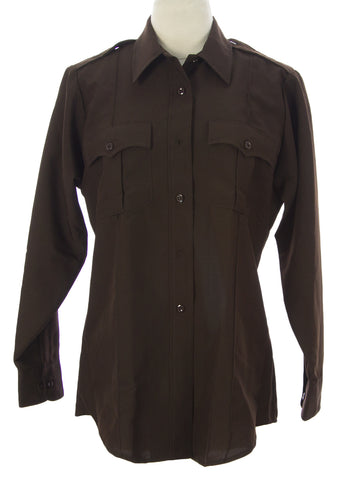 FLYING CROSS Women's Brown LS Button-Front Uniform Shirt $42 NEW