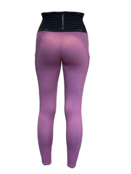 TOMMIE COPPER Women's Adjustable Strap Back Support Pro 24" Leggings, Mauve
