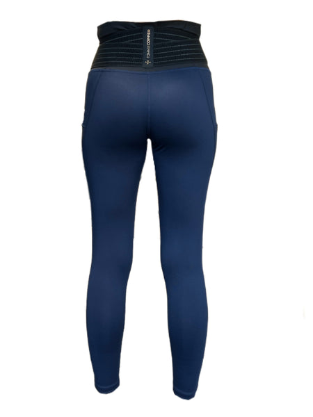 TOMMIE COPPER Women's Adjustable Strap Back Support Pro 24" Leggings, Navy