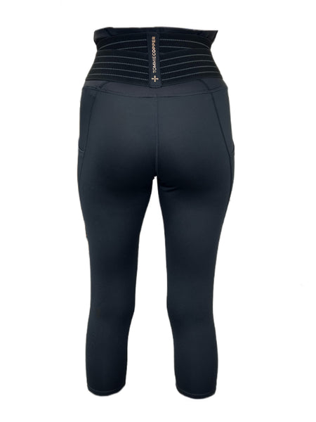 TOMMIE COPPER Women's Adjustable Strap Back Support Pro 19" Leggings, Black