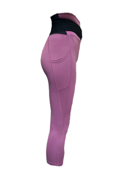 TOMMIE COPPER Women's Adjustable Strap Back Support Pro 19" Leggings, Mauve