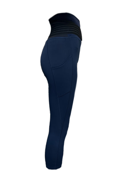 TOMMIE COPPER Women's Adjustable Strap Back Support Pro 19" Leggings, Navy
