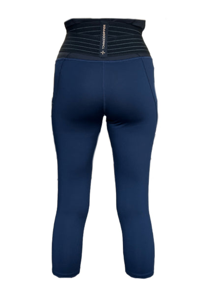 TOMMIE COPPER Women's Adjustable Strap Back Support Pro 19" Leggings, Navy