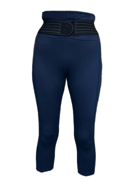 TOMMIE COPPER Women's Adjustable Strap Back Support Pro 19" Leggings, Navy