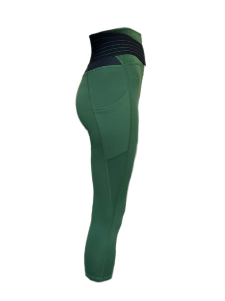 TOMMIE COPPER Women's Adjustable Strap Back Support Pro 19" Leggings, Olive