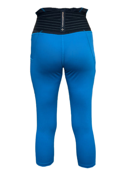 TOMMIE COPPER Women's Adjustable Strap Back Support Pro 19" Leggings, Teal