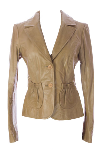 DOMA by Luciano Abitboul Ostra Leather Two-Button Blazer Jacket 1560 $530 NEW