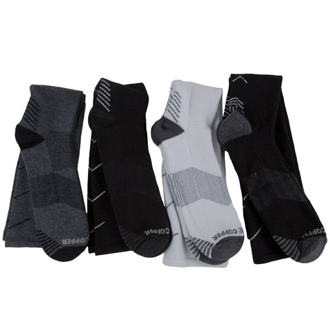 TOMMIE COPPER Men's Black/White 4 Pair Compression Crew Socks NEW