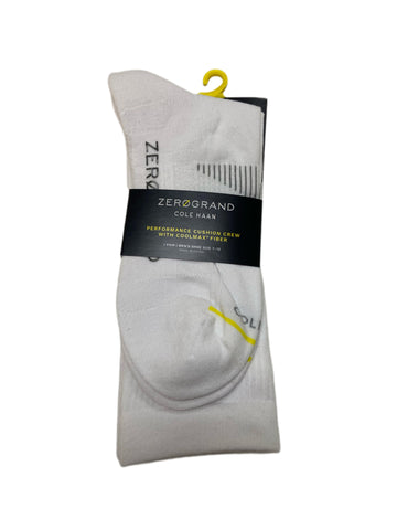 COLE HAAN Zerogrand Men's 1 Pair White Cushion Crew Socks Sz 7-12 NWT