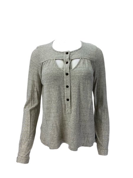 STEVEN ALAN Women's Gray Roxanne Long Sleeve Striped Sweatshirt Sz S NWT