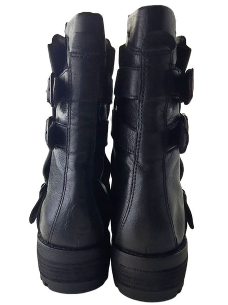 LIEBESKIND Women's Black Leather 2D Ankle High Boots #LK2007 NWOB