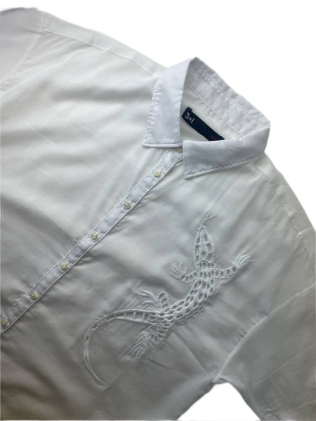 3X1 Women's White Cut-Off Collared Blouse #200AS XS NWOTT